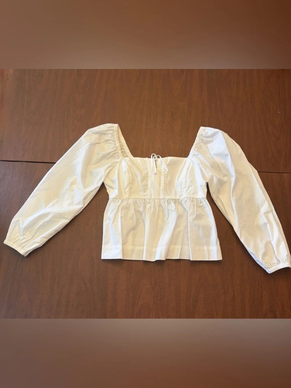 J. Crew White Square-Neck Peasant Blouse with Puff Sleeves